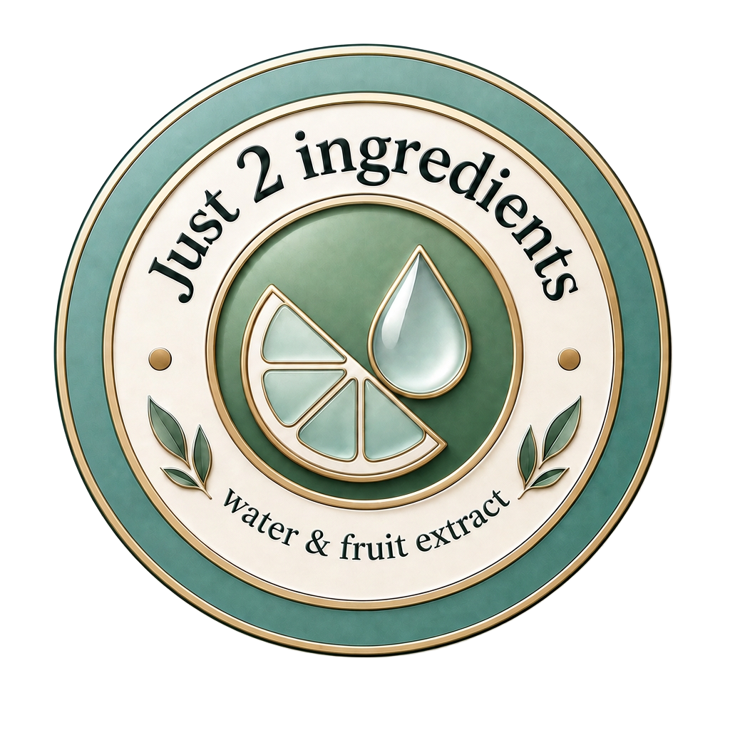 Just two ingredients — water and fruit extract